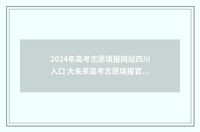 2024年高考志愿填报网站四川入口 大未来高考志愿填报官网