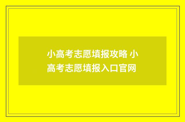 小高考志愿填报攻略 小高考志愿填报入口官网