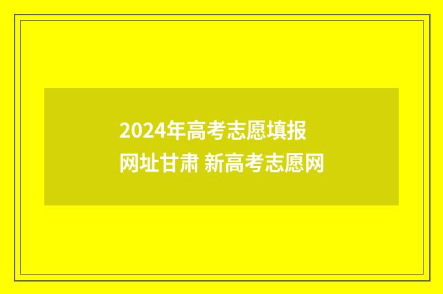 2024年高考志愿填报网址甘肃 新高考志愿网