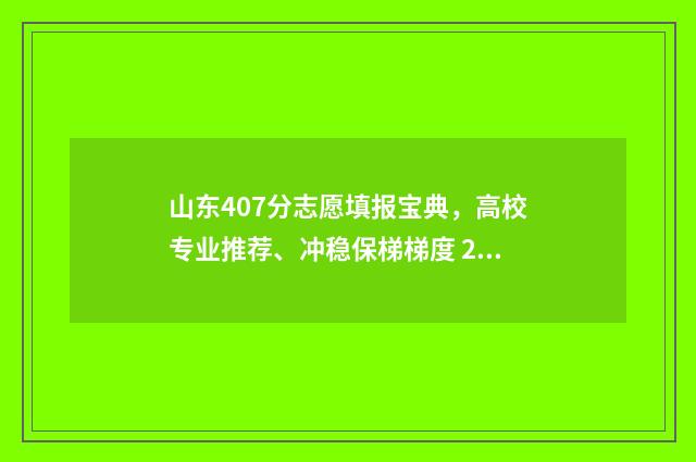 山东407分志愿填报宝典，高校专业推荐、冲稳保梯梯度 2021年山东省高考409分上什么大学