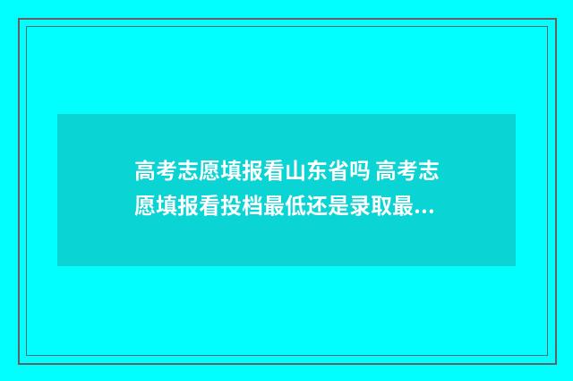 高考志愿填报看山东省吗 高考志愿填报看投档最低还是录取最低