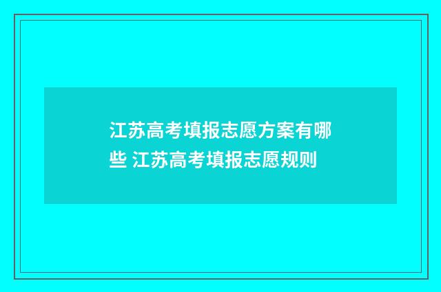 江苏高考填报志愿方案有哪些 江苏高考填报志愿规则