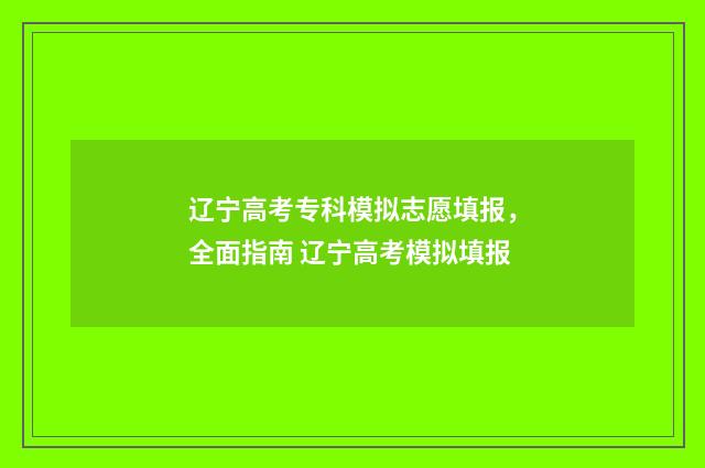 辽宁高考专科模拟志愿填报，全面指南 辽宁高考模拟填报