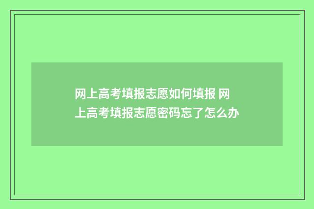 网上高考填报志愿如何填报 网上高考填报志愿密码忘了怎么办