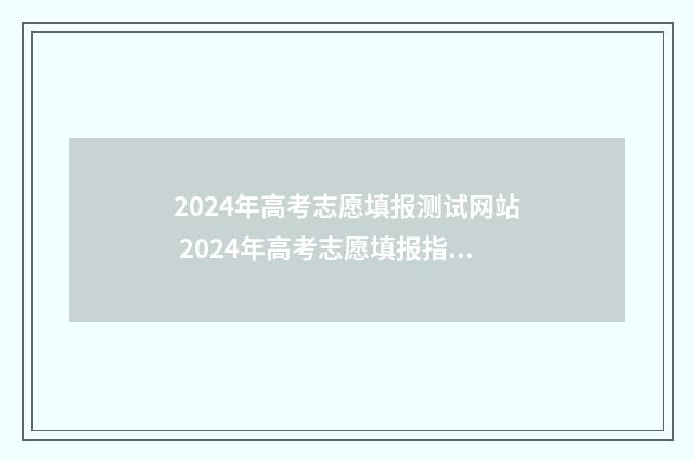 2024年高考志愿填报测试网站 2024年高考志愿填报指南书