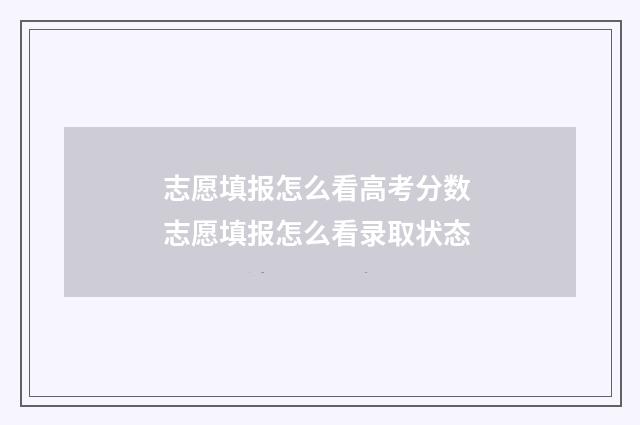 志愿填报怎么看高考分数 志愿填报怎么看录取状态