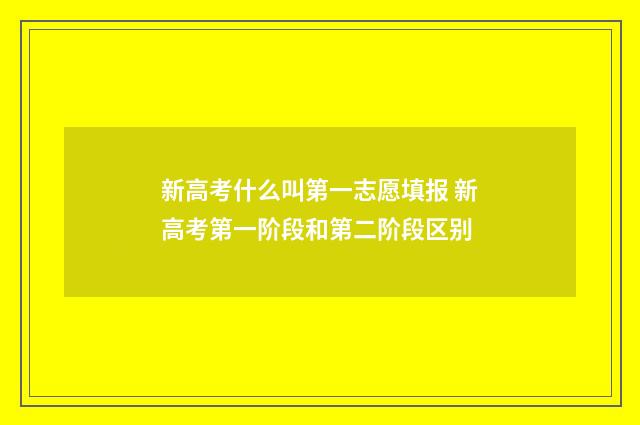 新高考什么叫第一志愿填报 新高考第一阶段和第二阶段区别
