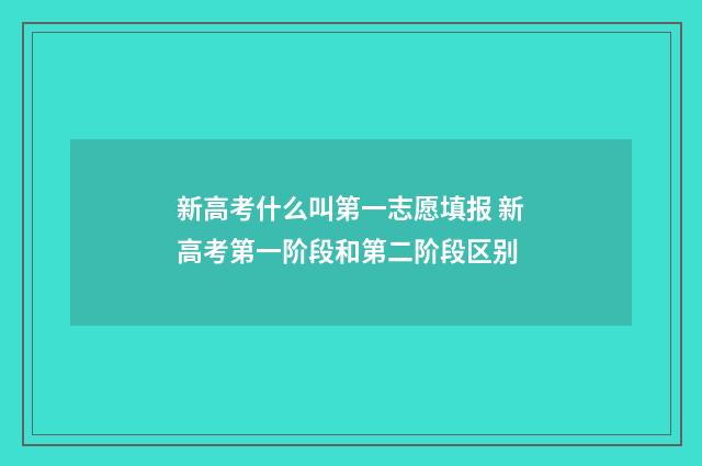 新高考什么叫第一志愿填报 新高考第一阶段和第二阶段区别
