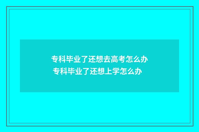 专科毕业了还想去高考怎么办 专科毕业了还想上学怎么办