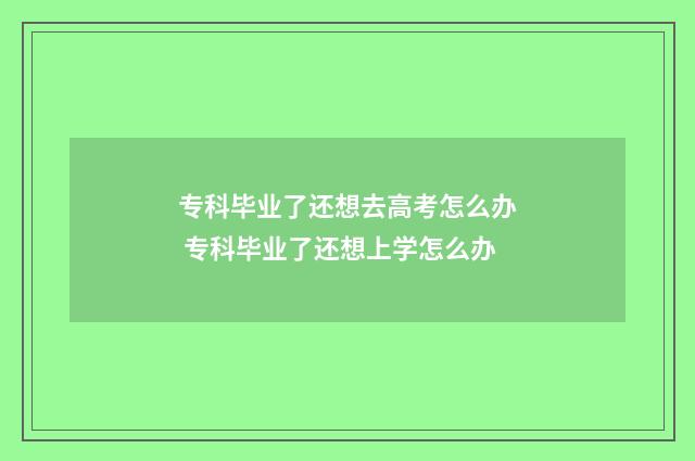 专科毕业了还想去高考怎么办 专科毕业了还想上学怎么办