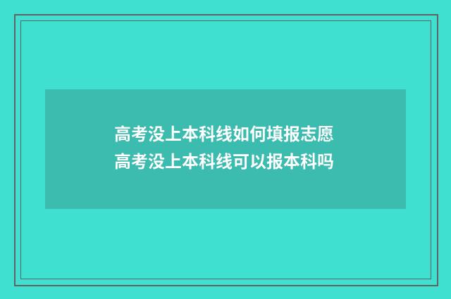 高考没上本科线如何填报志愿 高考没上本科线可以报本科吗