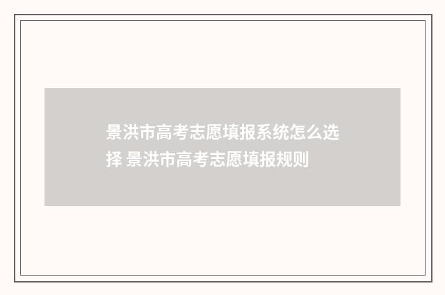 景洪市高考志愿填报系统怎么选择 景洪市高考志愿填报规则