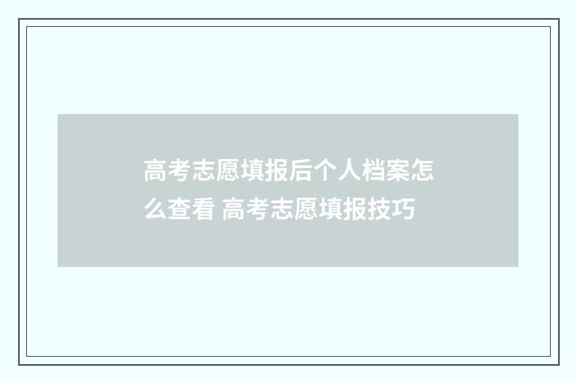 高考志愿填报后个人档案怎么查看 高考志愿填报技巧