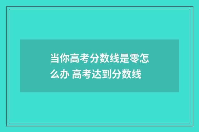 当你高考分数线是零怎么办 高考达到分数线