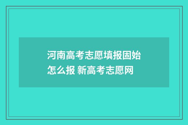 河南高考志愿填报固始怎么报 新高考志愿网