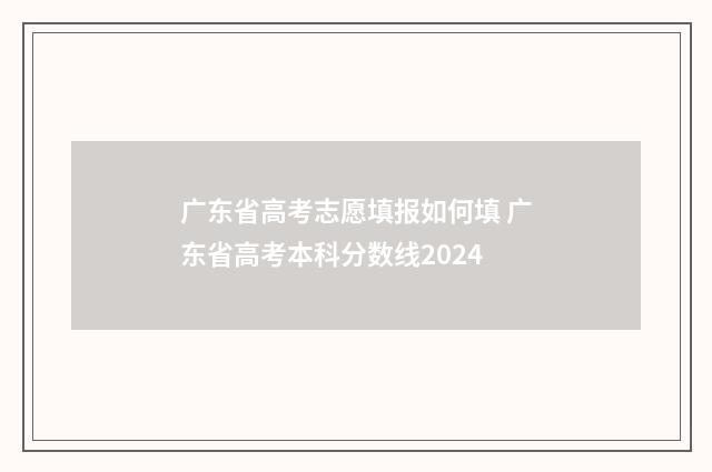 广东省高考志愿填报如何填 广东省高考本科分数线2024