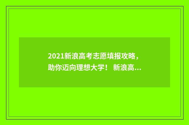 2021新浪高考志愿填报攻略，助你迈向理想大学！ 新浪高考真题