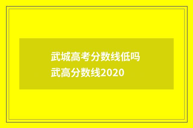 武城高考分数线低吗 武高分数线2020