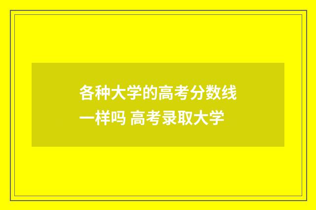 各种大学的高考分数线一样吗 高考录取大学