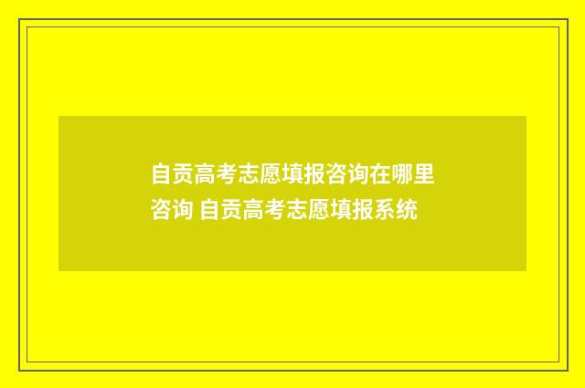 自贡高考志愿填报咨询在哪里咨询 自贡高考志愿填报系统