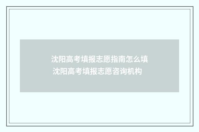 沈阳高考填报志愿指南怎么填 沈阳高考填报志愿咨询机构