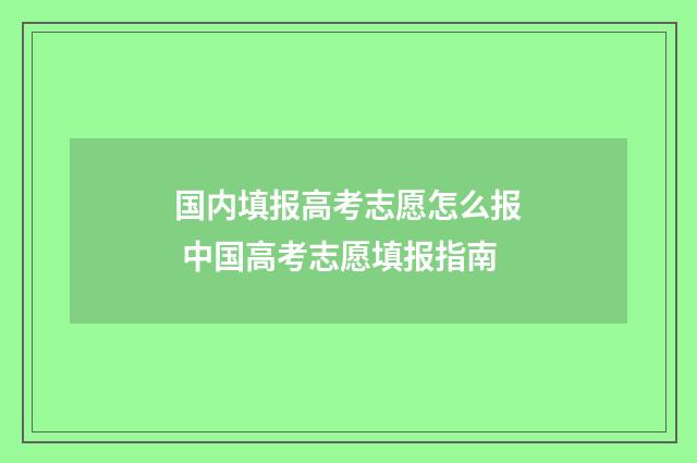 国内填报高考志愿怎么报 中国高考志愿填报指南