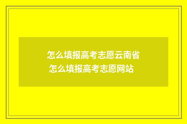 怎么填报高考志愿云南省 怎么填报高考志愿网站