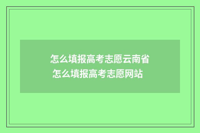 怎么填报高考志愿云南省 怎么填报高考志愿网站