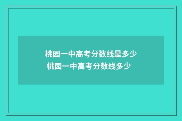 桃园一中高考分数线是多少 桃园一中高考分数线多少