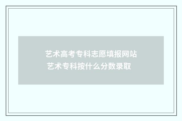 艺术高考专科志愿填报网站 艺术专科按什么分数录取