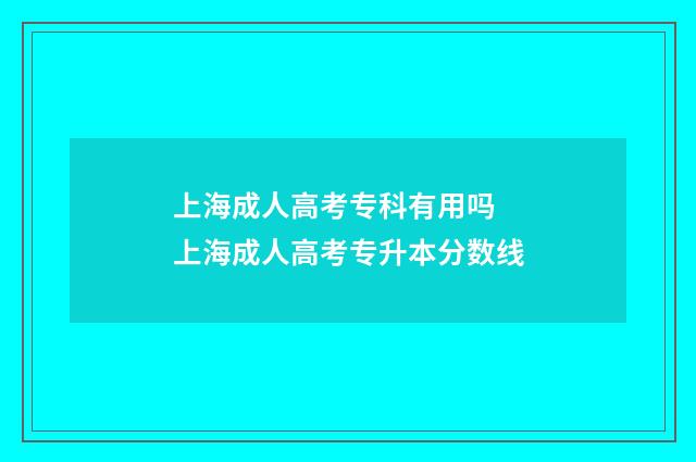 上海成人高考专科有用吗 上海成人高考专升本分数线