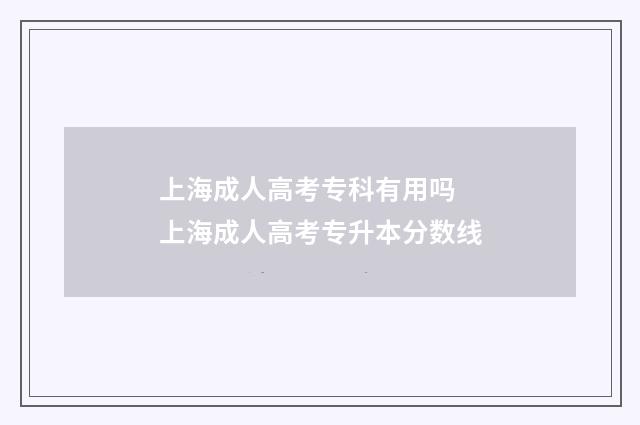 上海成人高考专科有用吗 上海成人高考专升本分数线