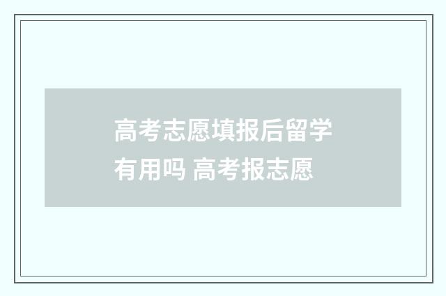 高考志愿填报后留学有用吗 高考报志愿