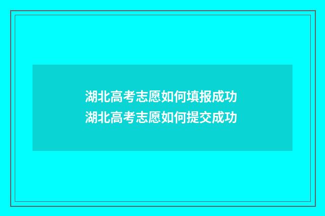 湖北高考志愿如何填报成功 湖北高考志愿如何提交成功