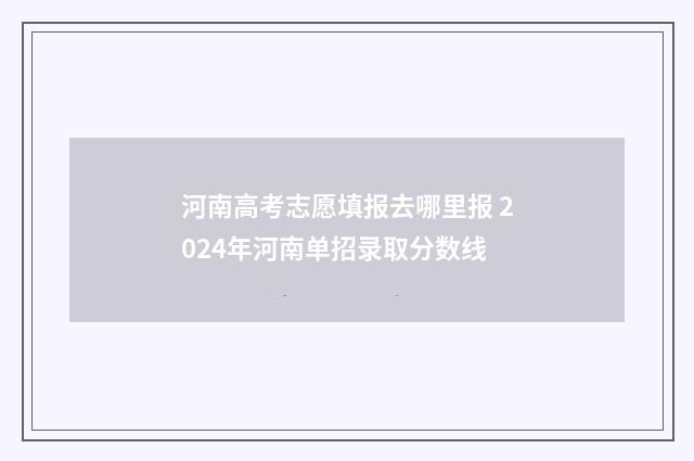 河南高考志愿填报去哪里报 2024年河南单招录取分数线