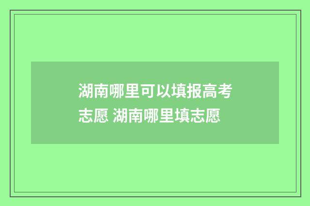 湖南哪里可以填报高考志愿 湖南哪里填志愿