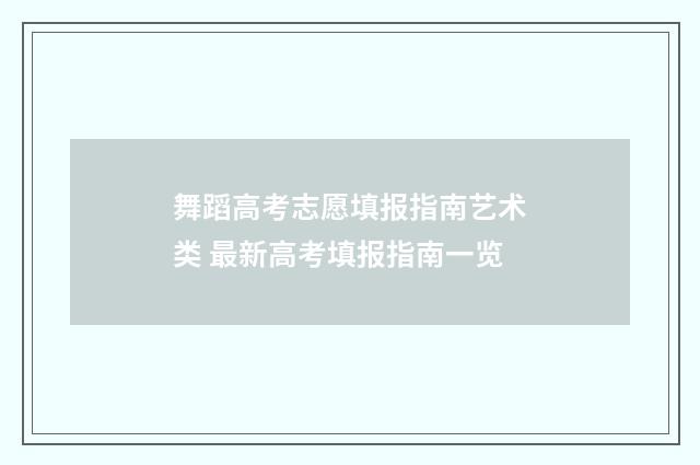 舞蹈高考志愿填报指南艺术类 最新高考填报指南一览