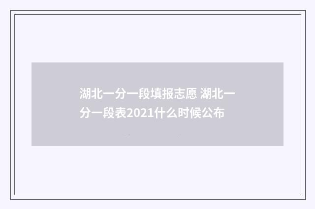 湖北一分一段填报志愿 湖北一分一段表2021什么时候公布