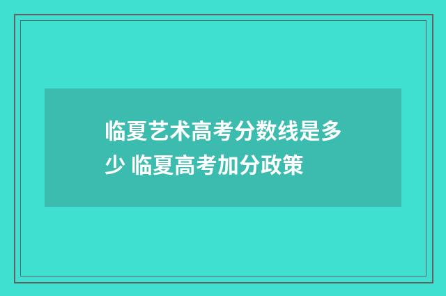 临夏艺术高考分数线是多少 临夏高考加分政策