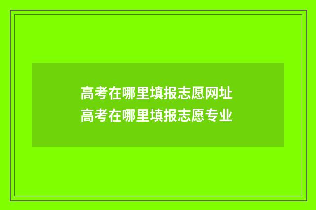 高考在哪里填报志愿网址 高考在哪里填报志愿专业