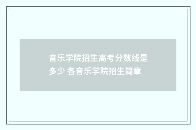 音乐学院招生高考分数线是多少 各音乐学院招生简章