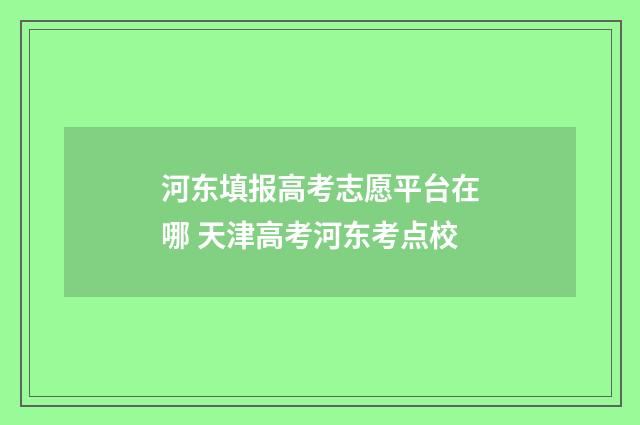 河东填报高考志愿平台在哪 天津高考河东考点校