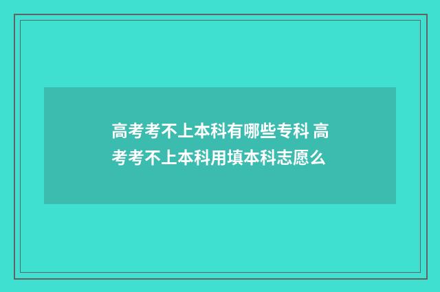 高考考不上本科有哪些专科 高考考不上本科用填本科志愿么