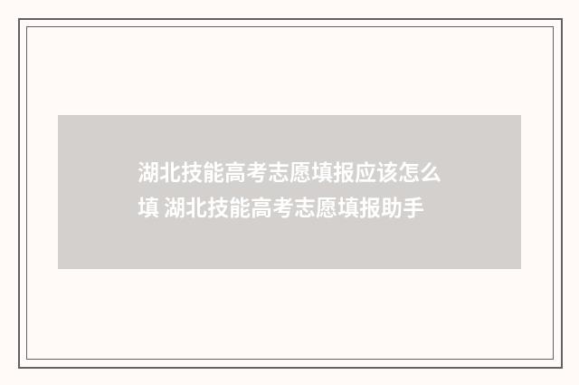湖北技能高考志愿填报应该怎么填 湖北技能高考志愿填报助手