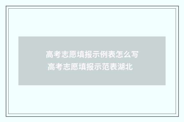 高考志愿填报示例表怎么写 高考志愿填报示范表湖北