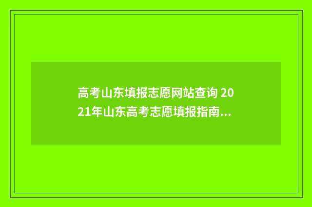 高考山东填报志愿网站查询 2021年山东高考志愿填报指南手册