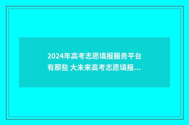 2024年高考志愿填报服务平台有那些 大未来高考志愿填报官网