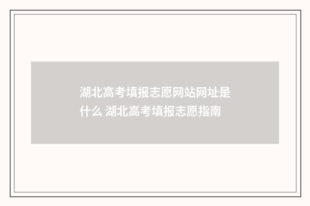 湖北高考填报志愿网站网址是什么 湖北高考填报志愿指南