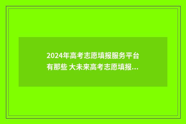 2024年高考志愿填报服务平台有那些 大未来高考志愿填报官网