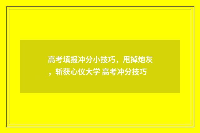高考填报冲分小技巧，甩掉炮灰，斩获心仪大学 高考冲分技巧